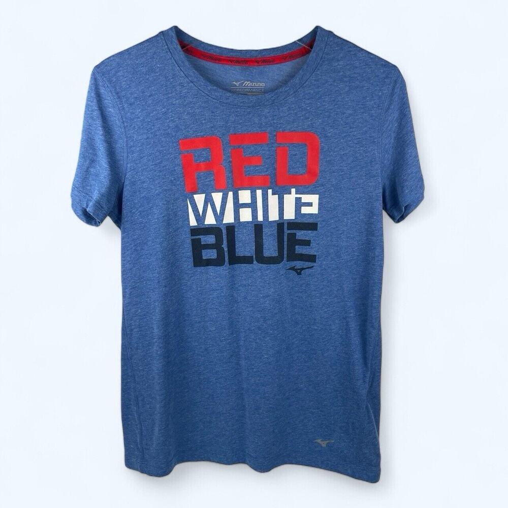 Mizuno Performance Women's Running Tshirt Red White and Blue Sz M